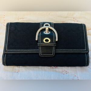 Coach SoHo Black Wallet with Silver Buckle